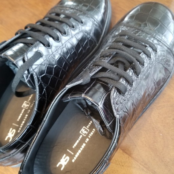 ITALIAN LEATHER EMBELLISHED CROC PRINT PIETRO 066 - Picture 2 of 11